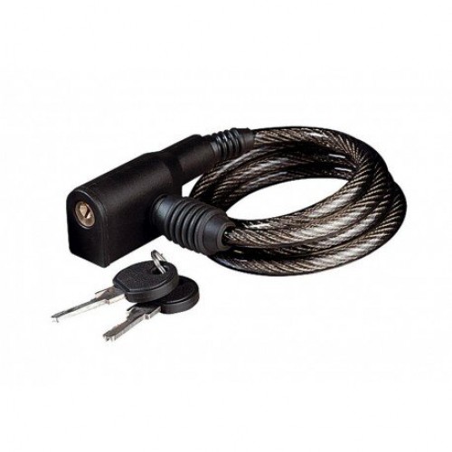 Замок OnGuard Lightweight Key Coil Cable Lock. Сталевий трос 120см х 8мм, з вініловим покриттям + 2 ключа, чорний